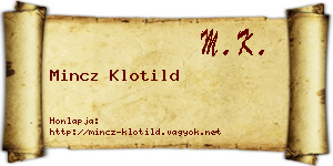 Mincz Klotild névjegykártya